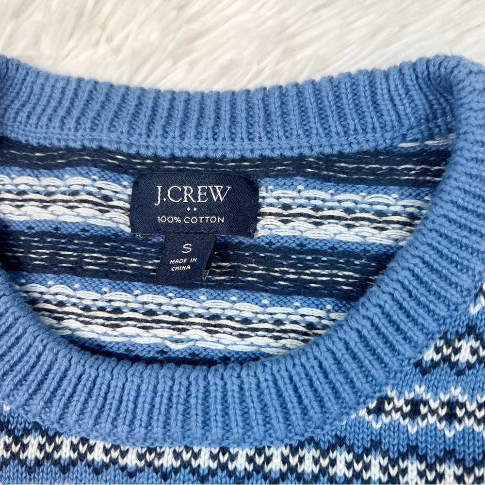 J Crew Men’s long‎ sleeve crew neck fair isle pullover sweater in blue